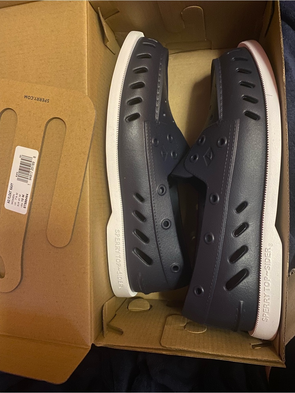 Sperry Navy Slip-On Perforated Quilted Flats - Picture 2 of 4